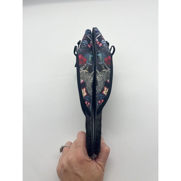 Banana Republic Pointy-Toe Slippers Zebra Watercolor Floral Print Sz 6.5 - 7.5 - Picture 5 of 7